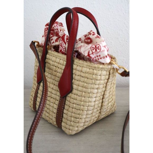 Tory Burch "Perry " Straw Nano Mini Crossbody Tote Handbag $228+ - Picture 10 of 10